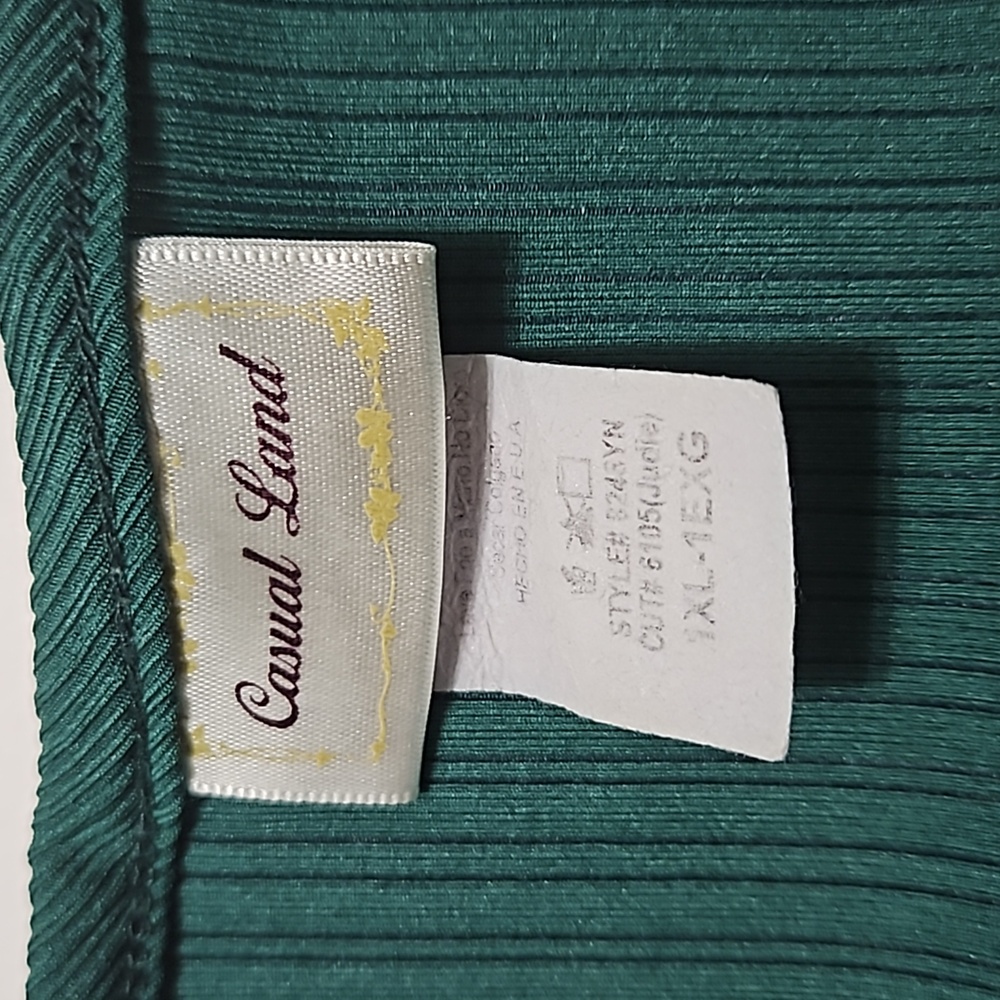 Casual Land Women's XL Green Ribbed Long Sleeve Stretch Pull Over Top #W-584 - Picture 9 of 14